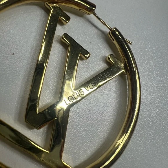 LV Gold Hoop Earrings - Picture 5 of 7
